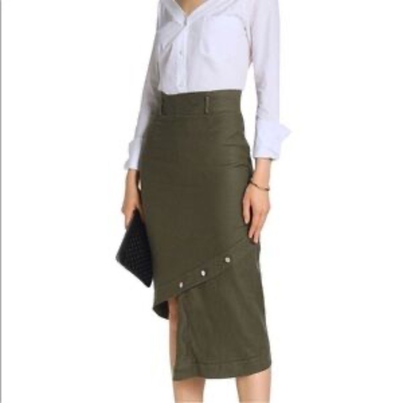 Robert Rodriguez Asymmetrical Midi Linen Blend Pencil Skirt Size 8 - Picture 1 of 7